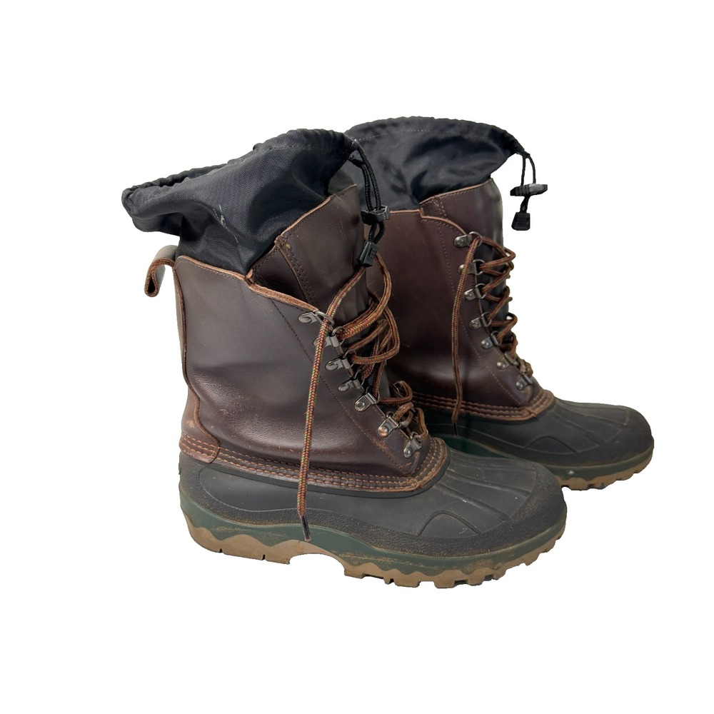 LL Bean Boots Duck Gaiter Rain Snow Hunting Brown Leather Mens Size 9 M
